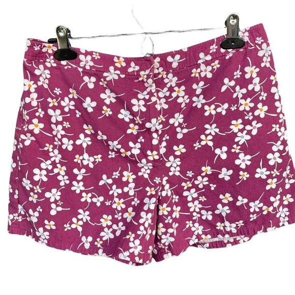 Ann Taylor Loft Shorts Womens Size 12 Pink Floral Flat Front Cotton - Picture 2 of 6